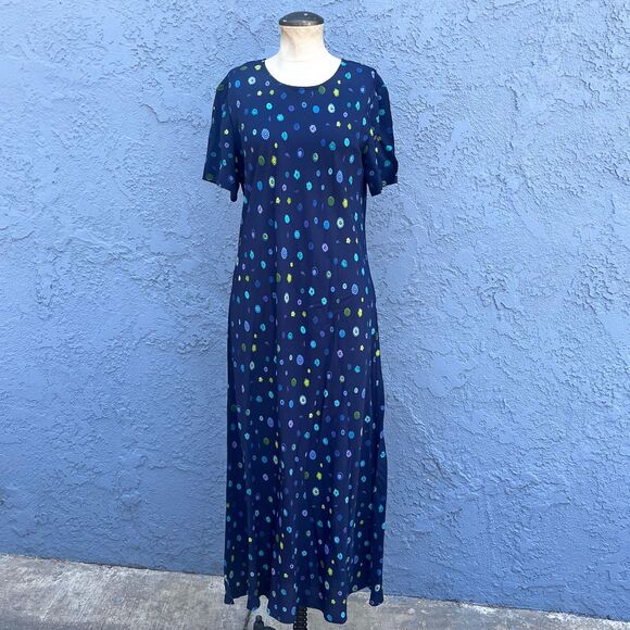 Vintagte 90s Maxi Dress Size 14 petite large Retro Liz Claiborne - Picture 3 of 9
